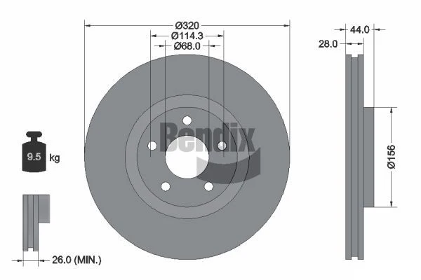 Front Bendix Brake Pads + Rotors for Renault Koleos H45 - 320mm DB1696 - Image 2