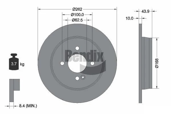 2x Bendix Rear Brake Rotor for Hyundai Accent RB 11~17 Kia Rio UB YB 11~Onwards - Image 2