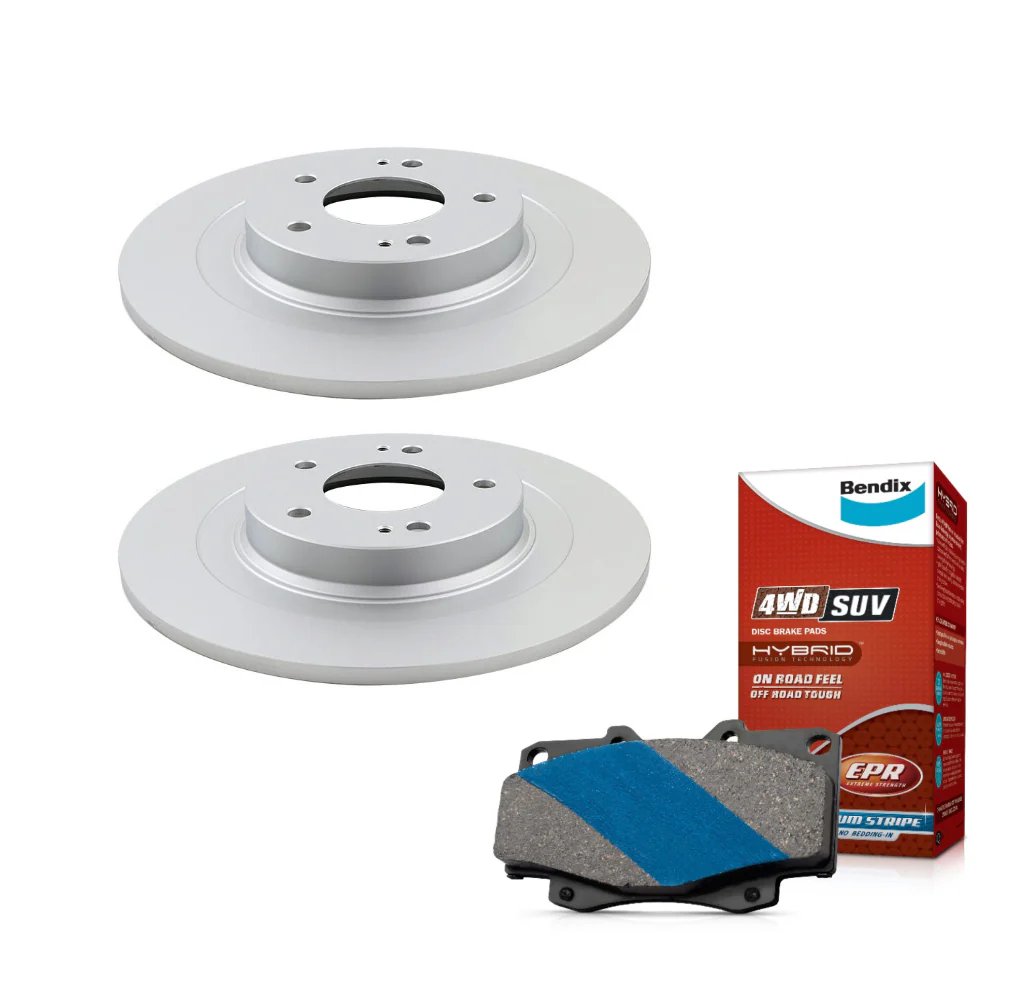 Rear Bendix Brake Pads + Rotors For Mitsubishi Outlander ZJ, ZK, ZL (Electric Park Brake)