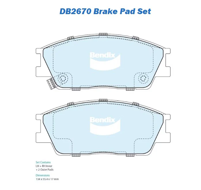 Bendix Front Brake Pad Set for Hyundai Venue QX - DB2670 GCT - Image 2
