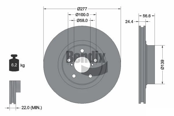 Bendix Front Brake Rotors for Subaru Forester SF Outback BG BH BR Impreza GD - Image 2