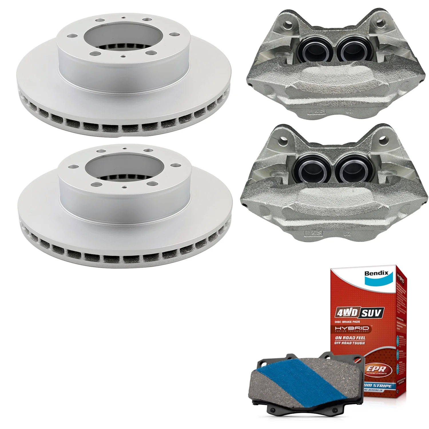 Front Bendix 4WD Brake Pads + Rotors & Calipers for Toyota Hilux KUN26 GGN25