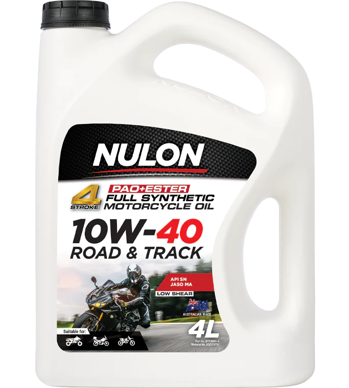 Nulon 4 Stroke Full Synthetic Road and Track 10W-40 Motorcycle Oil 4 Litres - RT10W40-4